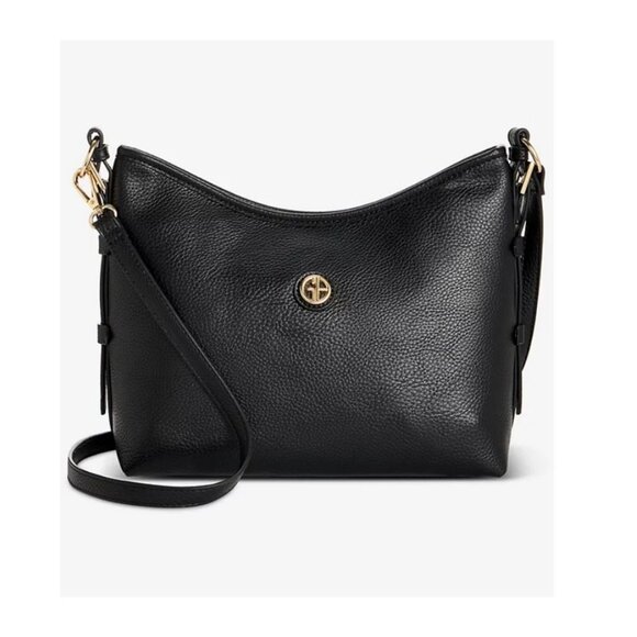 GIANI BERNINI Pebbled Soft medium women's shoulder crossbody bag - Black NEW! - Picture 1 of 16